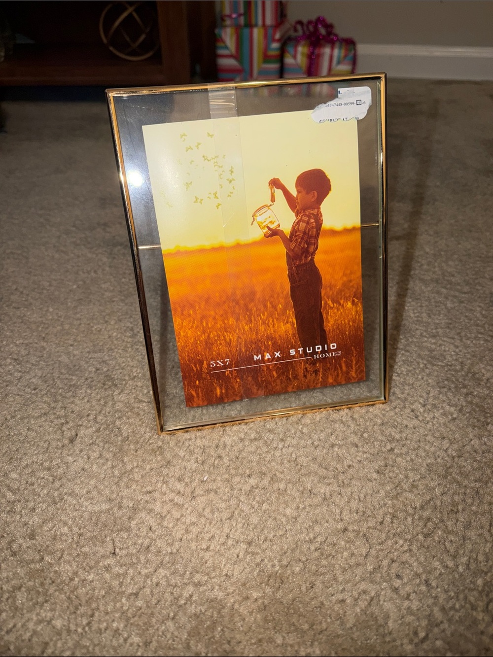 Max Studio Gold Metal Picture Frame with Mirrored Border
